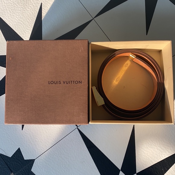 Louis Vuitton brown leather checkered belt - Picture 2 of 4